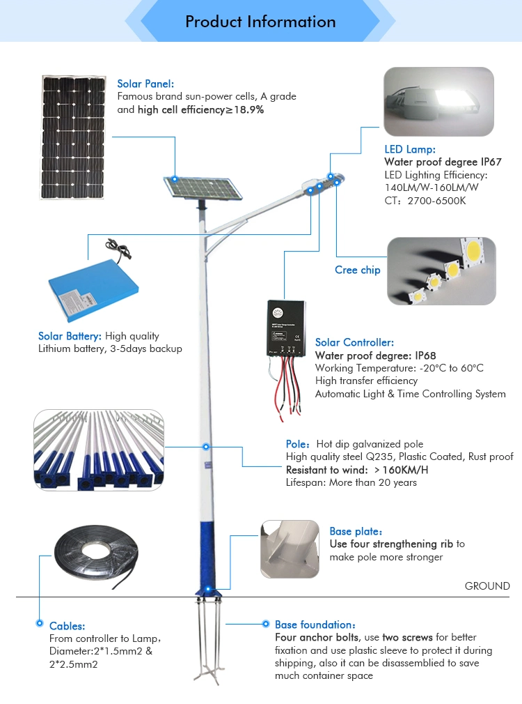 RoHS CE 30W 40W 60W 90W Professional Energy Powered 30W 50W 60W All in Two Outdoor Solar Waterproof Integrated LED DC Garden Street Road Lights